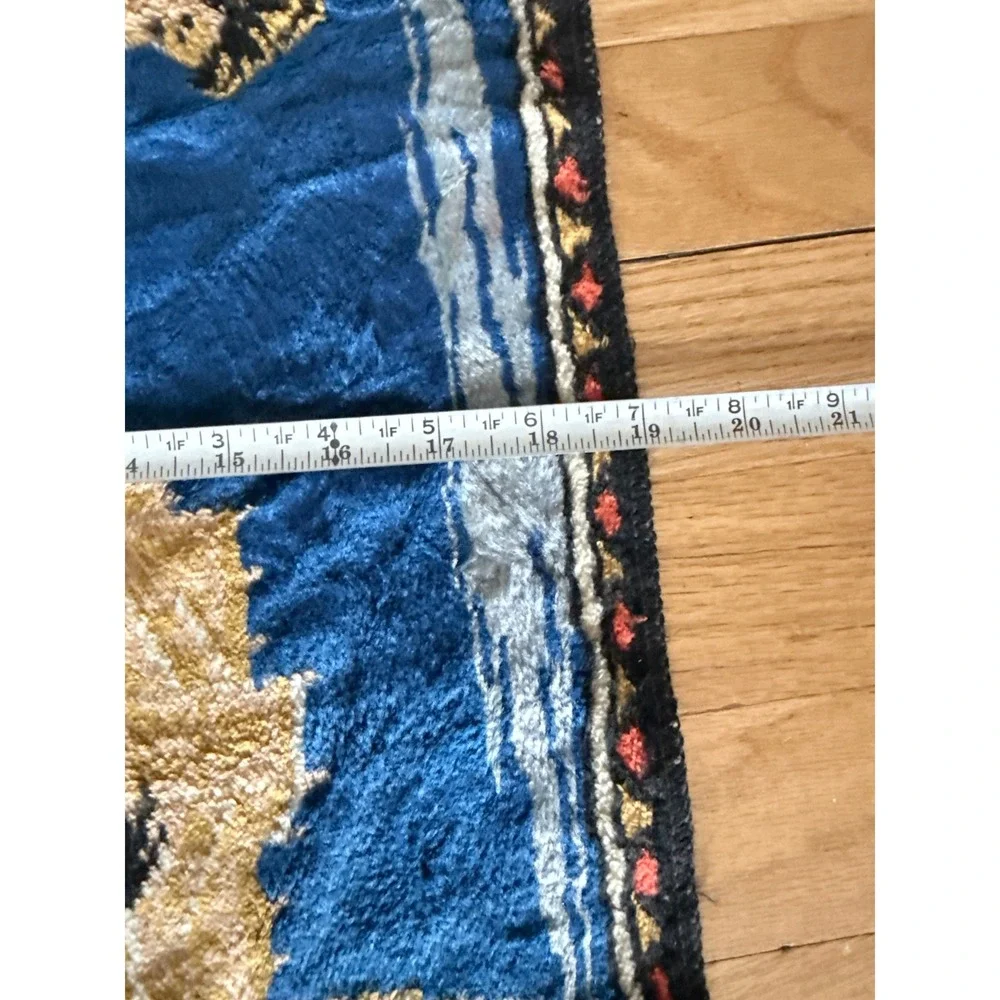 Vintage Spanish Bullfighting Tapestry Matador Woven Wall Hanging Blue Gold Red